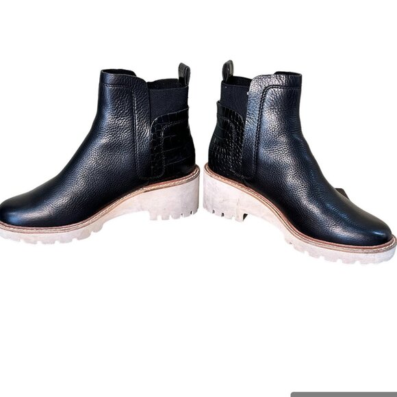 DOLCE VITA Rango Black Croco Ankle Chelsea Boots - Picture 1 of 11